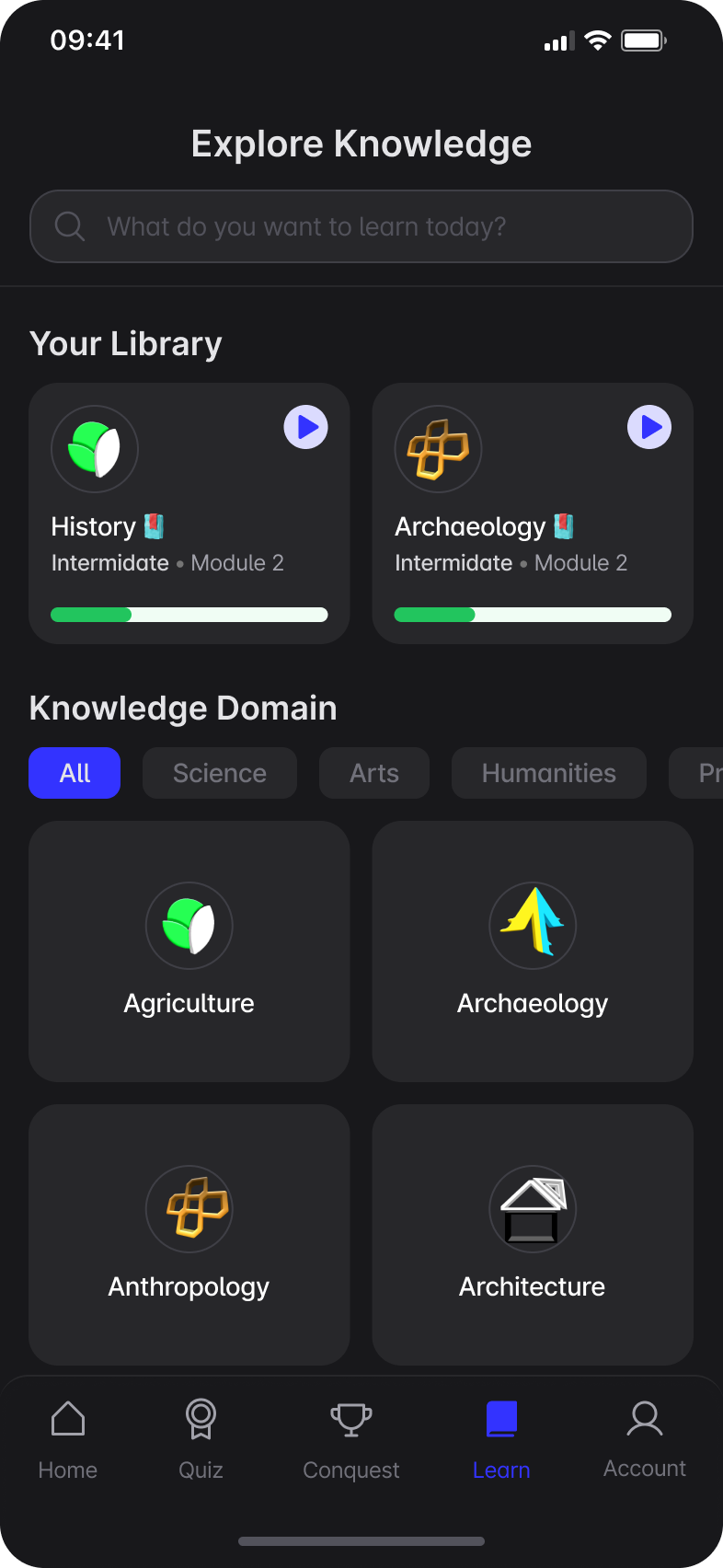 App preview — Explore Knowledge domains